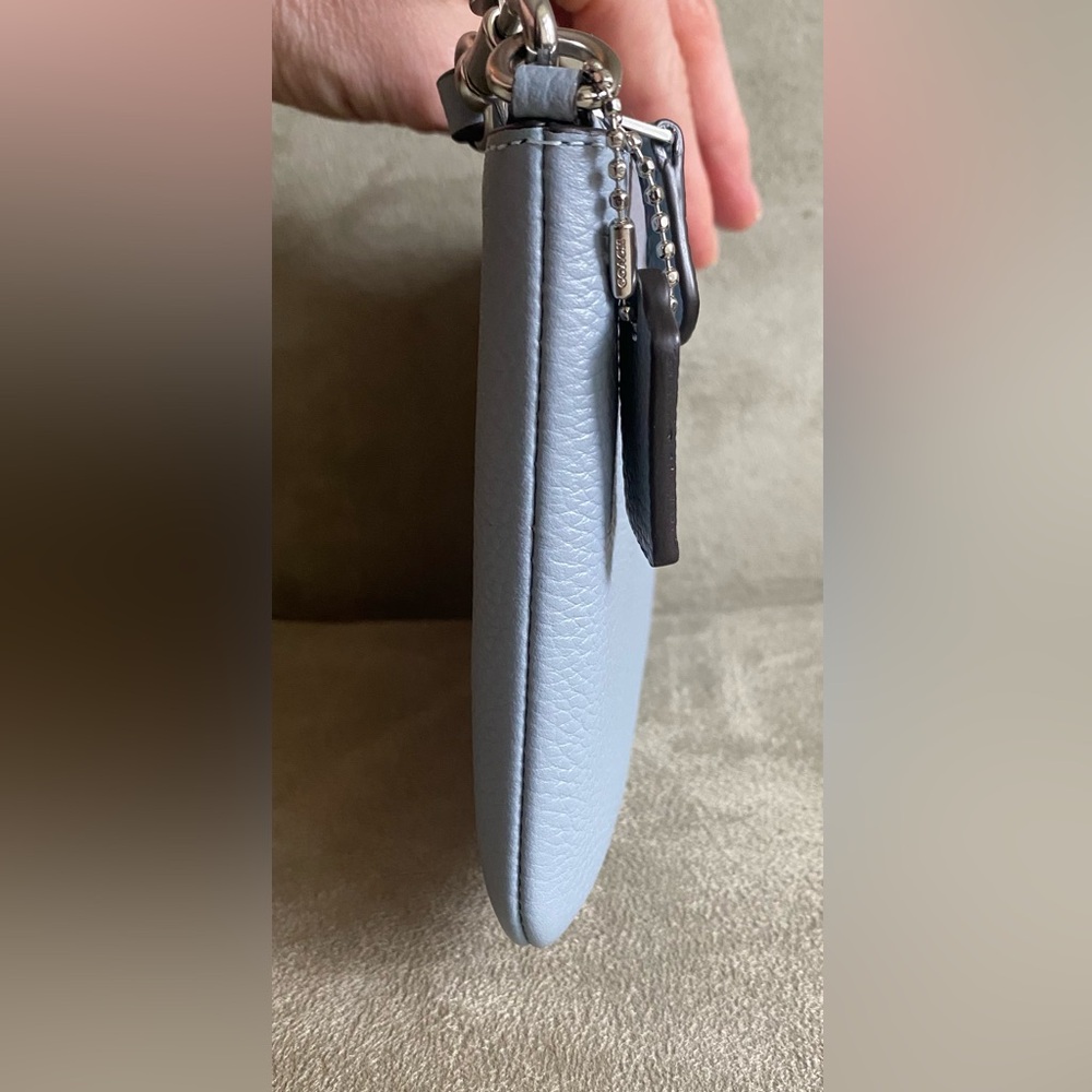 Coach Wristlet in Grey Blue Pebble Leather - Picture 8 of 9
